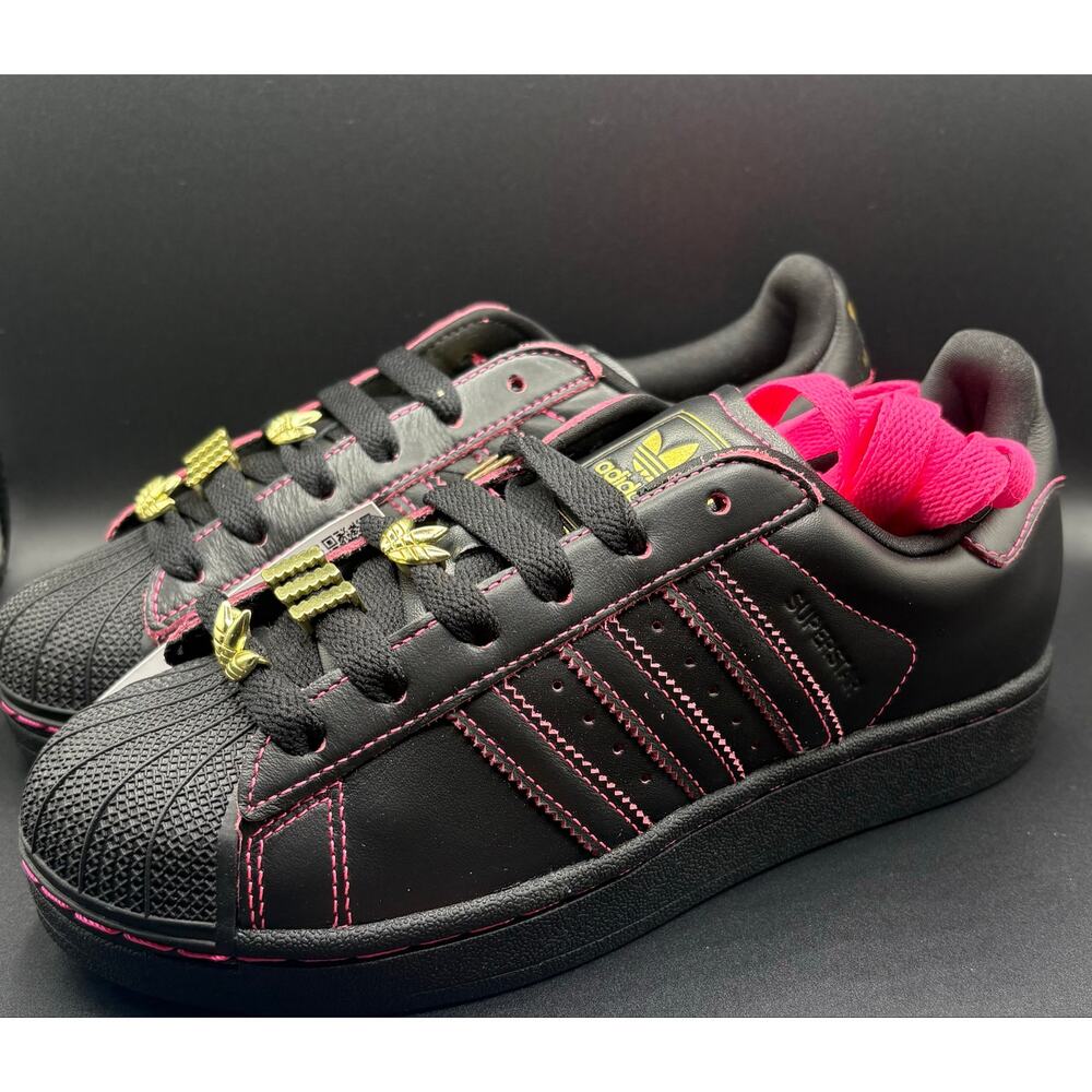 NIB - Sz. 6 - Woman's Adidas Superstar II - Black/Pink Shoes - Picture 4 of 10